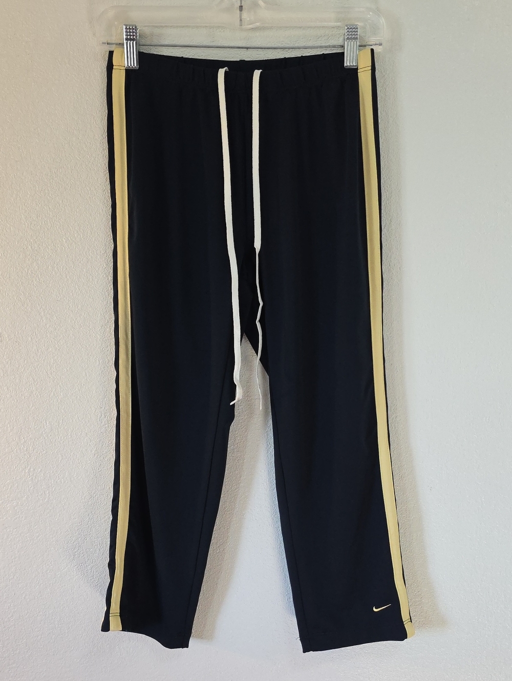 RARE TRU VTG Nike Navy Blue/Yellow Stripe MUSA Track Pants Drawstring Sz S